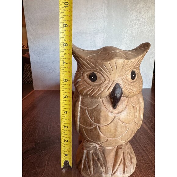 Vintage MCM Carved Wood Owl – Large Solid Wood | Made in Thailand‎ - Picture 3 of 11